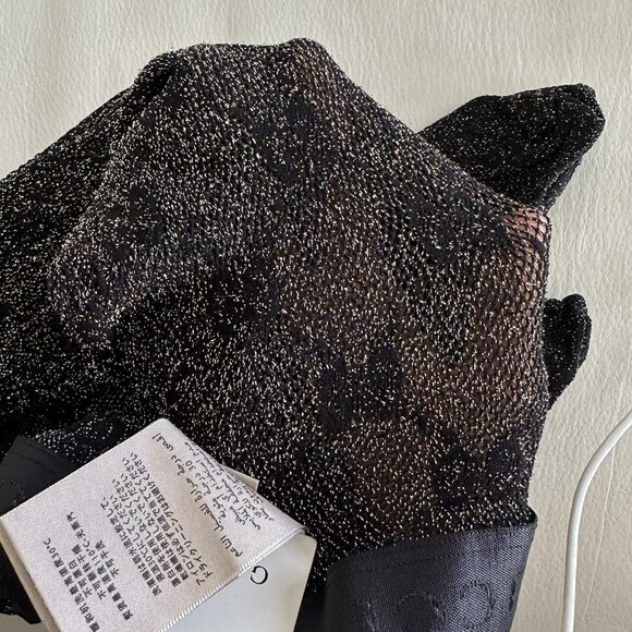 NEW GUCCI TIGHTS BLACK GOLD KNIT GG SZ L 691619 - Picture 5 of 10